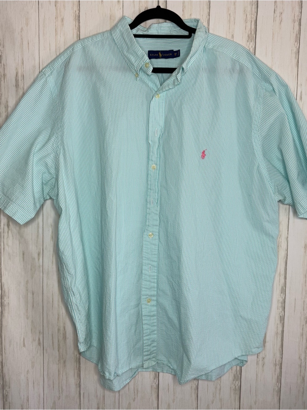 Ralph Lauren Men's Mint Short-Sleeve Button-Down Shirt 3X